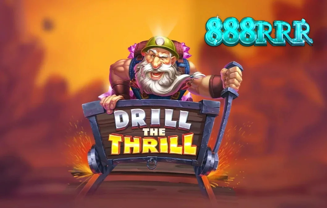 Interface do jogo de slot Drill the Thrill com elementos de mineração e brocas douradas